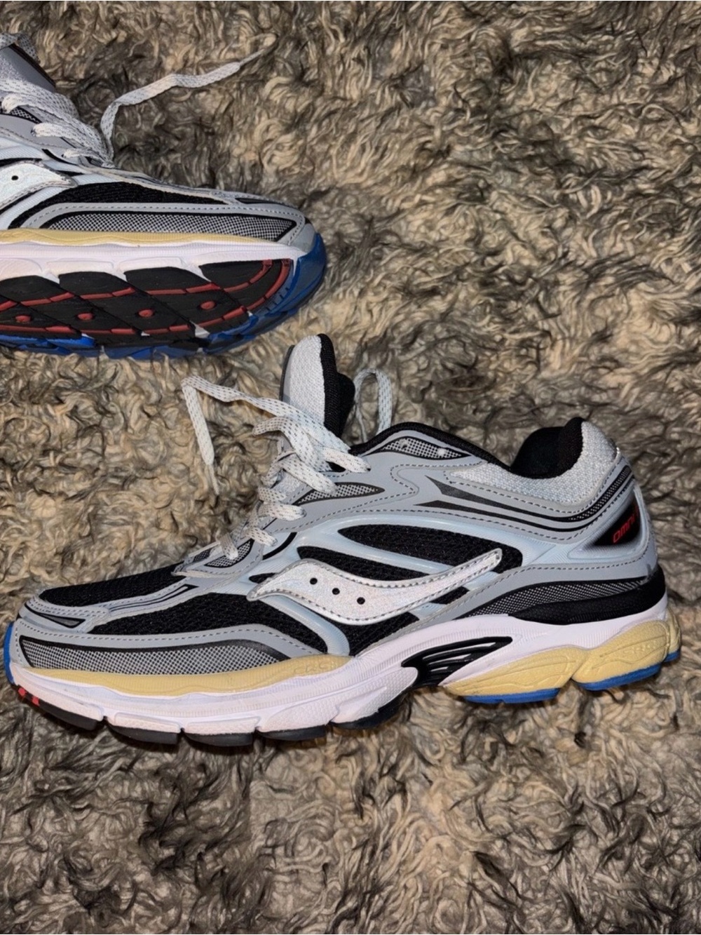 Saucony Black and Gray Running Sneakers with Blue and Cream Accents - Picture 3 of 8